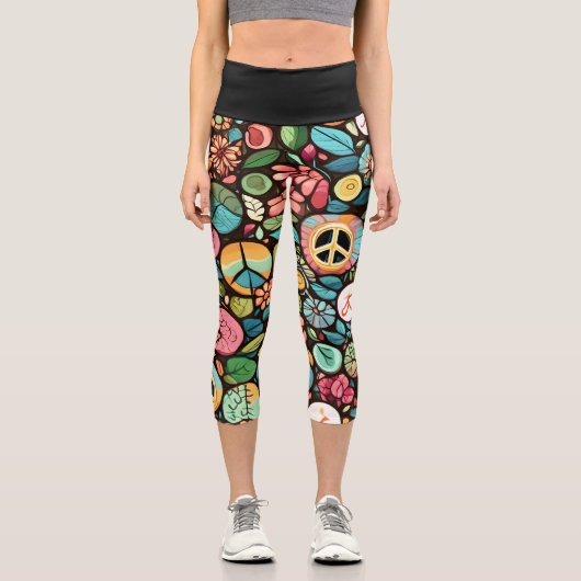Leggings Capri Motif des signes de paix (Recto)