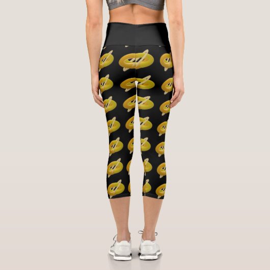 Leggings Capri Motif design citron et crème sur noir (Verso)