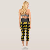 Leggings Capri Motif design citron et crème sur noir (Verso)