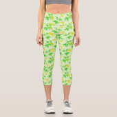Leggings Capri Motif d'été feuille bambou (Recto)