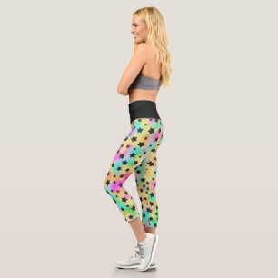 Leggings Capri Motif d'étoile dans les couleurs des années 80