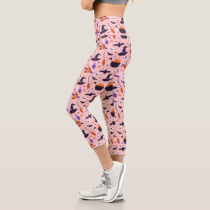 Leggings Capri Motif d'Halloween mou et rose