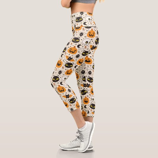Leggings Capri Motif d'Halloween rétro (Gauche)