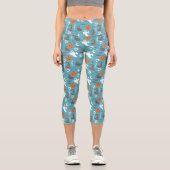 Leggings Capri Motif d'Halloween Turquoise amusant (Recto)
