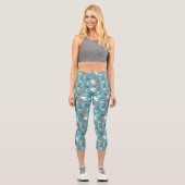 Leggings Capri Motif d'Halloween Turquoise amusant (Recto)