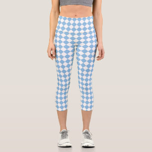 Leggings Capri Motif diamant à carreaux bleu blanc