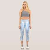 Leggings Capri Motif diamant à carreaux bleu blanc (Recto)