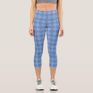 Leggings Capri Motif diamant à carreaux bleus