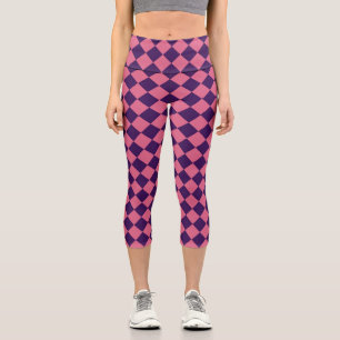 Leggings Capri Motif diamant à carreaux rose violet