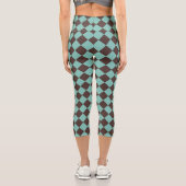 Leggings Capri Motif diamant Brown Turquoise Checker (Verso)