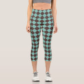 Leggings Capri Motif diamant Brown Turquoise Checker (Recto)