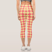 Leggings Capri Motif diamant Coral Yellow Checker (Verso)
