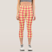 Leggings Capri Motif diamant Coral Yellow Checker (Recto)