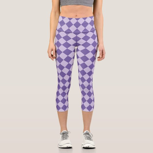 Leggings Capri Motif diamant damier violet (Recto)