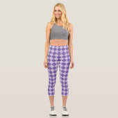 Leggings Capri Motif diamant damier violet (Recto)