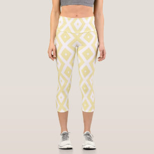 Leggings Capri Motif diamant jaune pâle et blanc