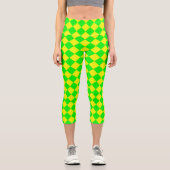 Leggings Capri Motif diamant jaune-vert Checker (Recto)