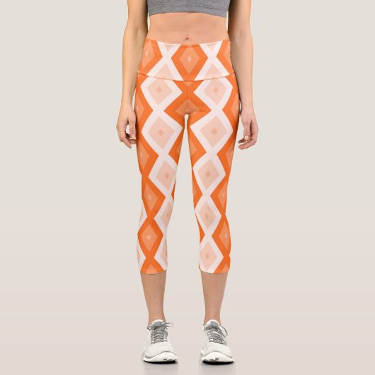 Leggings Capri Motif diamant orange (Recto)
