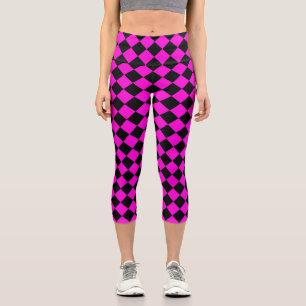 Leggings Capri Motif diamant rose noir Checker