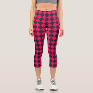 Leggings Capri Motif diamant rose noir Checker