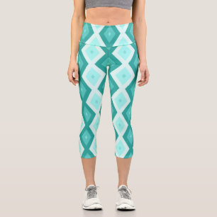 Leggings Capri Motif diamant turquoise