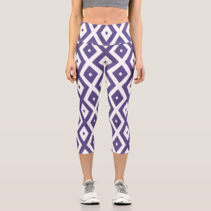 Leggings Capri Motif diamant ultra violet et blanc