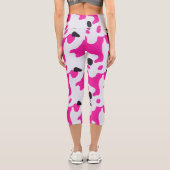 Leggings Capri Motif d'impression de vache rose et noire (Verso)