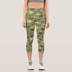 Leggings Capri Motif Dinosaure, Silhouette Dinosaure, Dino Vert