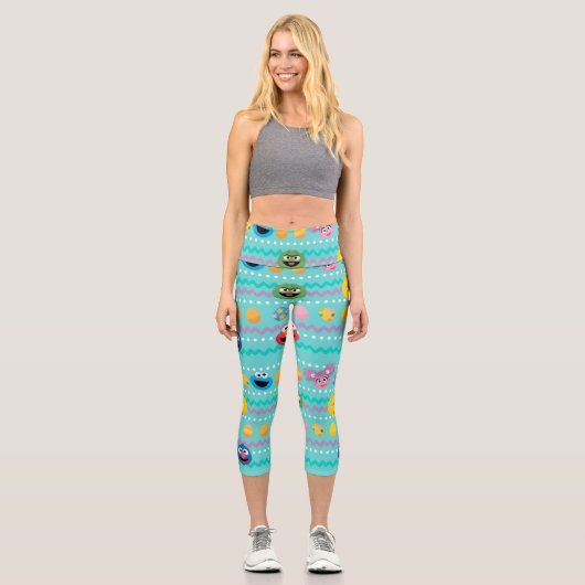 Leggings Capri Motif d'oeufs de Pâques de la rue Sesame (Recto)