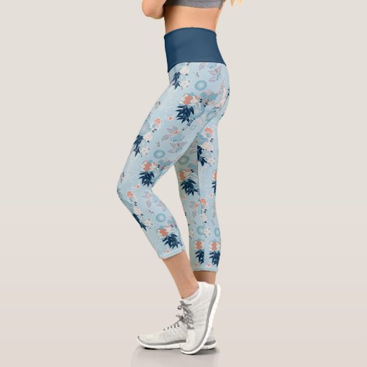 Leggings Capri Motif d'oiseaux de style japonais (Gauche)