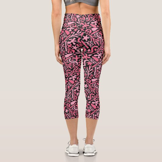 Leggings Capri Motif Doodle en rose.01.w Black BG (Verso)