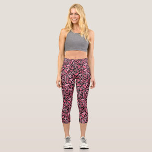 Leggings Capri Motif Doodle en rose.01.w Black BG