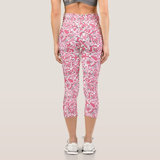 Leggings Capri Motif Doodle en rose.01.w Blanc BG (Verso)