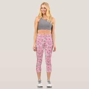 Leggings Capri Motif Doodle en rose.01.w Blanc BG