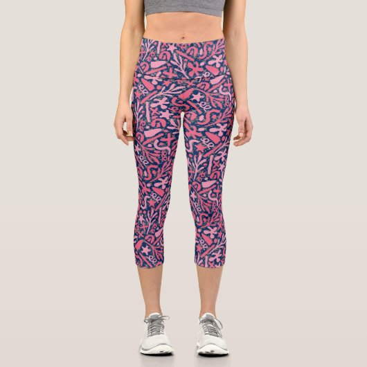 Leggings Capri Motif Doodle en rose.01.w D Bleu BG (Recto)