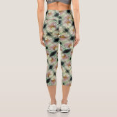 Leggings Capri Motif du centre de fleurs rose Peony (Verso)