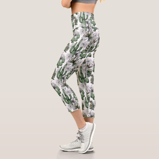 Leggings Capri Motif du désert de Cactus (Gauche)