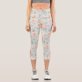 Leggings Capri Motif du jardin rose Rose Rose Pastel (Recto)