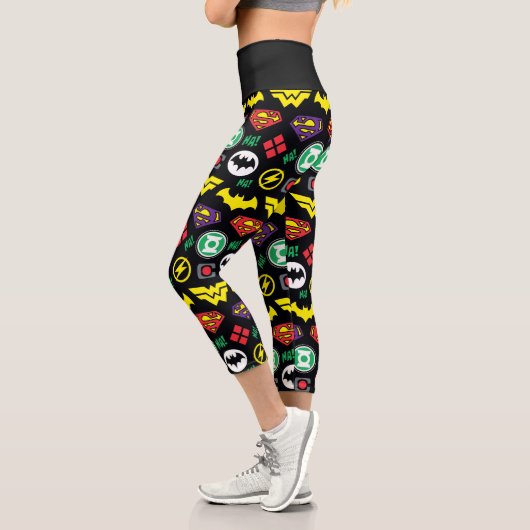 Leggings Capri Motif du logo de la ligue de justice de Chibi (Gauche)