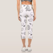 Leggings Capri Motif élégant Black White Seashells (Verso)