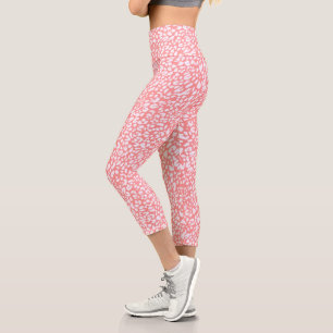 Leggings Capri Motif Empreinte de léopard corail