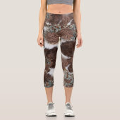 Leggings Capri Motif en cuir Brown Rustique Sud-Ouest (Recto)