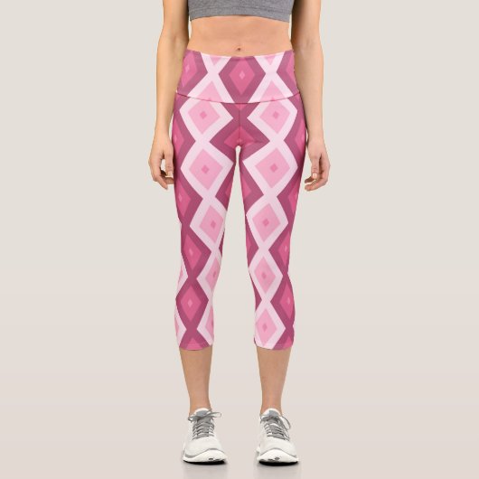 Leggings Capri Motif en diamant rose (Recto)