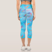 LEGGINGS CAPRI MOTIF EN FEUILLES COLORÉ ROSE BLEUE (Verso)