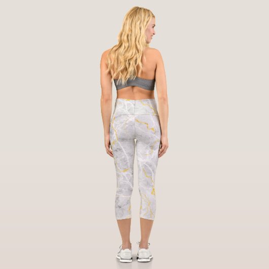 Leggings Capri Motif en marbre gris foncé (Verso)