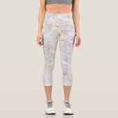 Leggings Capri Motif en marbre gris foncé (Recto)