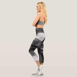 Leggings Capri Motif en mosaïque noire et blanche