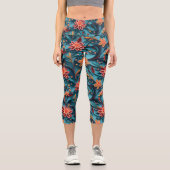 Leggings Capri Motif en papier floral sans joint Capris haut tail (Recto)