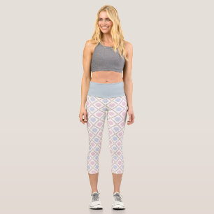 Leggings Capri Motif en treillis de coquillages pastel de plage c