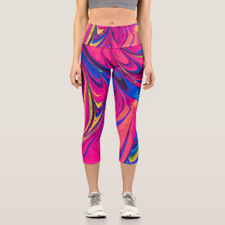 Leggings Capri Motif esthétique de couleur vibrante